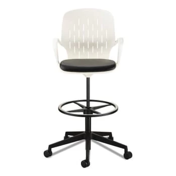 Safco Shell™ Extended-Height Chair, 22" To 32" High, Black Seat, White Back - Image 2