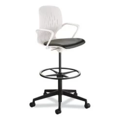 Safco Shell™ Extended-Height Chair, 22" To 32" High, Black Seat, White Back