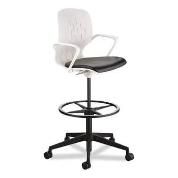 Safco Shell™ Extended-Height Chair, 22" To 32" High, Black Seat, White Back