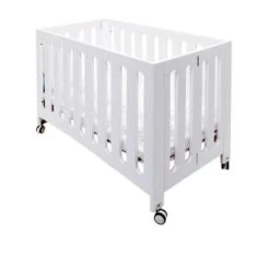 Coverplay Caden Wood Folding Crib Designed For Small Spaces In White
