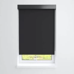 Fabtex® Manual Roller Shade For Windows 24"-36"w X 84"h Blackout Black