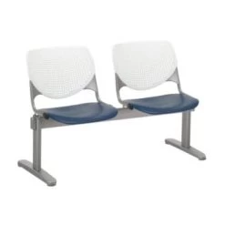 Kfi Seating Kool 2-Seat Reception Bench, White Backs, Navy Seats