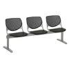 Kfi Seating Kool 3-Seat Reception Bench, Black Seats & Back