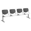 Kfi Seating Kool 4-Seat Reception Bench, Black Backs, White Seats