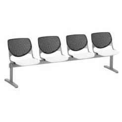 Kfi Seating Kool 4-Seat Reception Bench, Black Backs, White Seats
