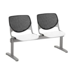 Kfi Seating Kool 2-Seat Reception Bench, Black Backs, White Seats