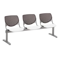 Kfi Seating Kool 3-Seat Reception Bench, Brownstone Backs, White Seats