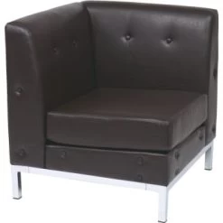 Office Star Products Wall Street Corner Chair, Espresso Faux Leather