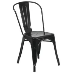 Flash Furniture Indoor/outdoor Metal Stackable Chair (Black)