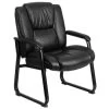 Flash Furniture Black Leather Side Chair 24" Wide Seat High Back Extra Cushion