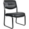 Boss High Back Leatherplus Side Chair, Sled Base, Black