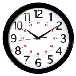 Realspace® Black 12" Round 24-Hour Wall Clock