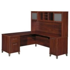 Bush Furniture® Somerset Hansen Cherry L-Shaped Desk With Hutch