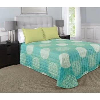 Martex Rx Bedspread Twin 71x102 Fitted Style Circles And Stripes Aqua