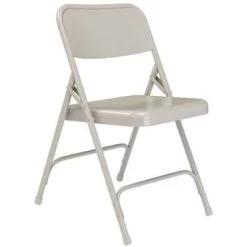 National Public Seating® All Steel Heavy-Duty Gray Folding Chair, Package Of 4