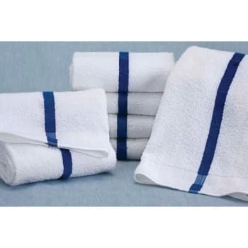 Martex Pool Towel 20x40 5.5 Lbs/dozen White With Blue Center Stripe Case Of 12