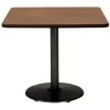 Kfi 36" Square Pedestal Table With River Cherry Top, Round Black Base