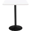 Kfi 42" Square Pedestal Table W/designer White Top, Round Black Base, Bistro Ht