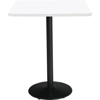 Kfi 42" Square Pedestal Table W/designer White Top, Round Black Base, Bistro Ht