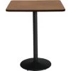 Kfi 42" Square Pedestal Table W/river Cherry Top, Round Black Base, Bistro Heig