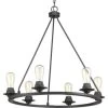 Progress Lighting® Debut 6-Light Indoor Chandelier (Graphite) (Glass)