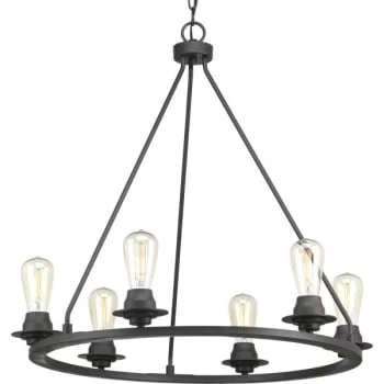 Progress Lighting® Debut 6-Light Indoor Chandelier (Graphite) (Glass)